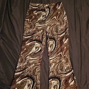 Marble print flare leg
